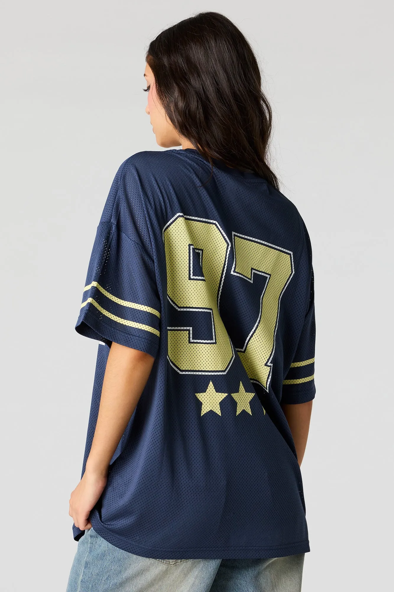 Mesh Graphic V-Neck Jersey sold by Urban Planet product image thumbnail 2