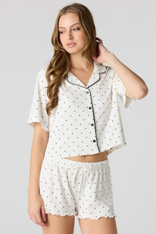 Soft Ribbed Button-Up Top & Short Pajama Set made by Stitches