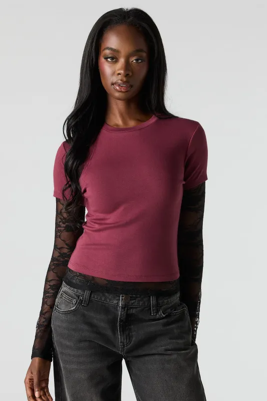 Twofer Lace Long Sleeve Top made by Stitches