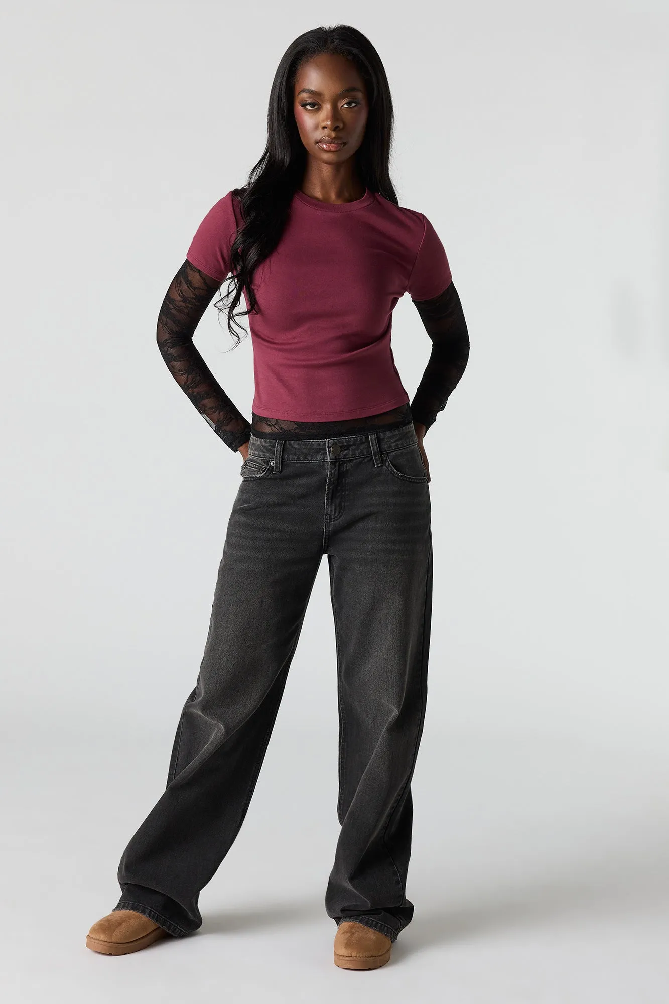 Twofer Lace Long Sleeve Top sold by Urban Planet product image thumbnail 3