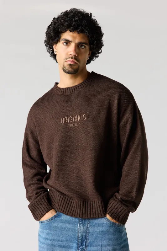 Originals Embroidered Boxy Sweater made by Urban Planet