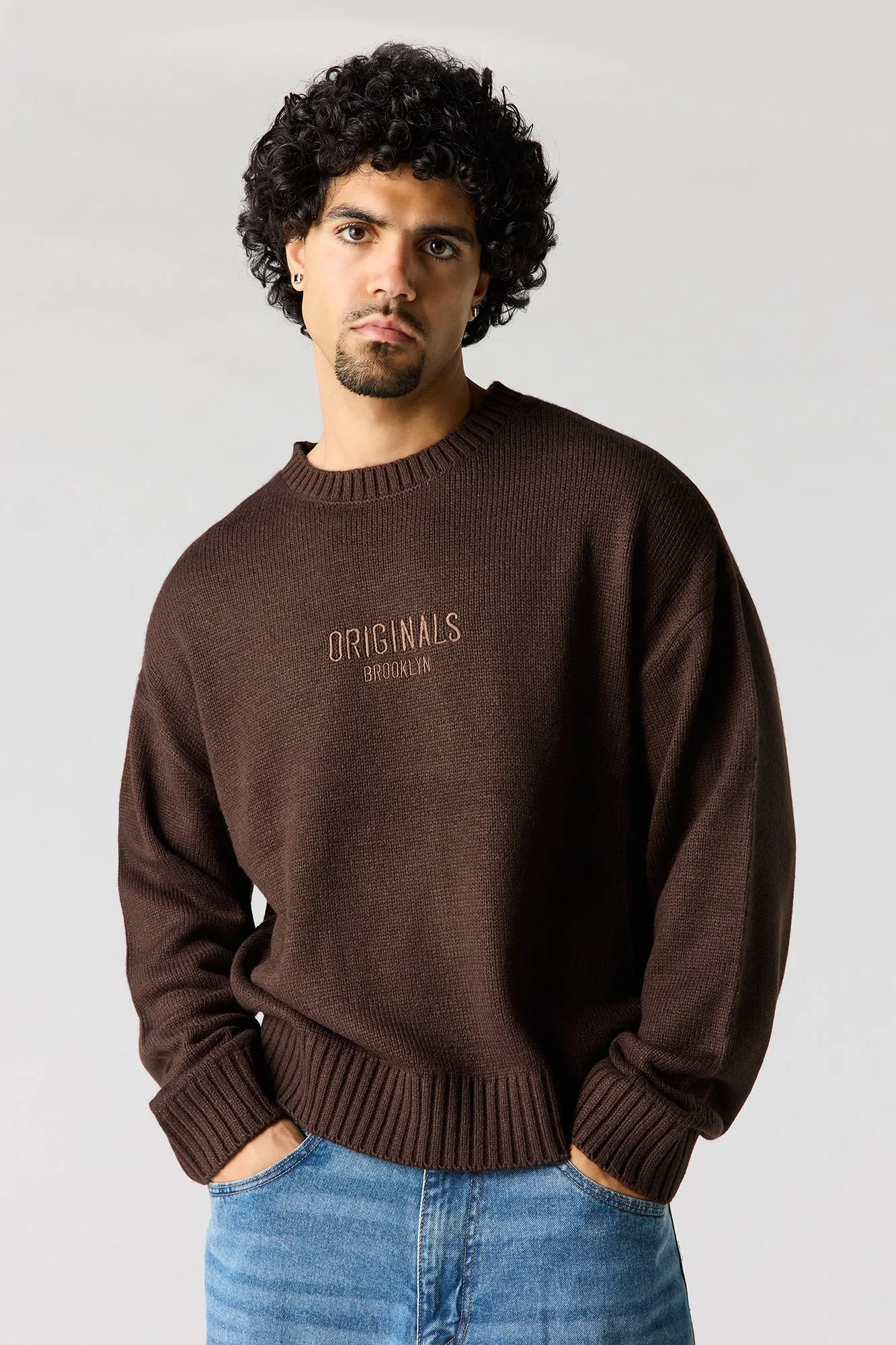 Originals Embroidered Boxy Sweater sold by Urban Planet