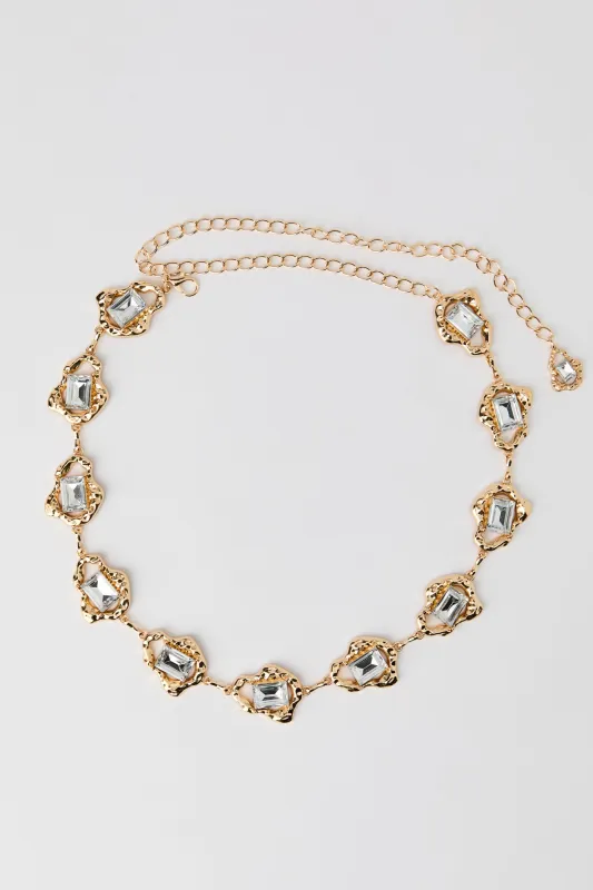 Rhinestone Hammered Chain Belt made by Stitches