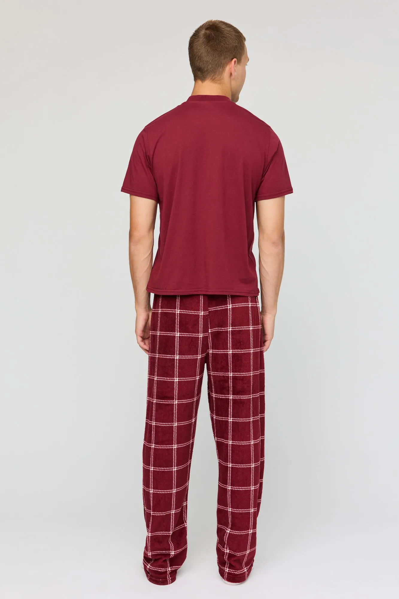 Graphic T-Shirt & Plush Plaid Pant Pajama Set sold by Urban Planet product image thumbnail 4