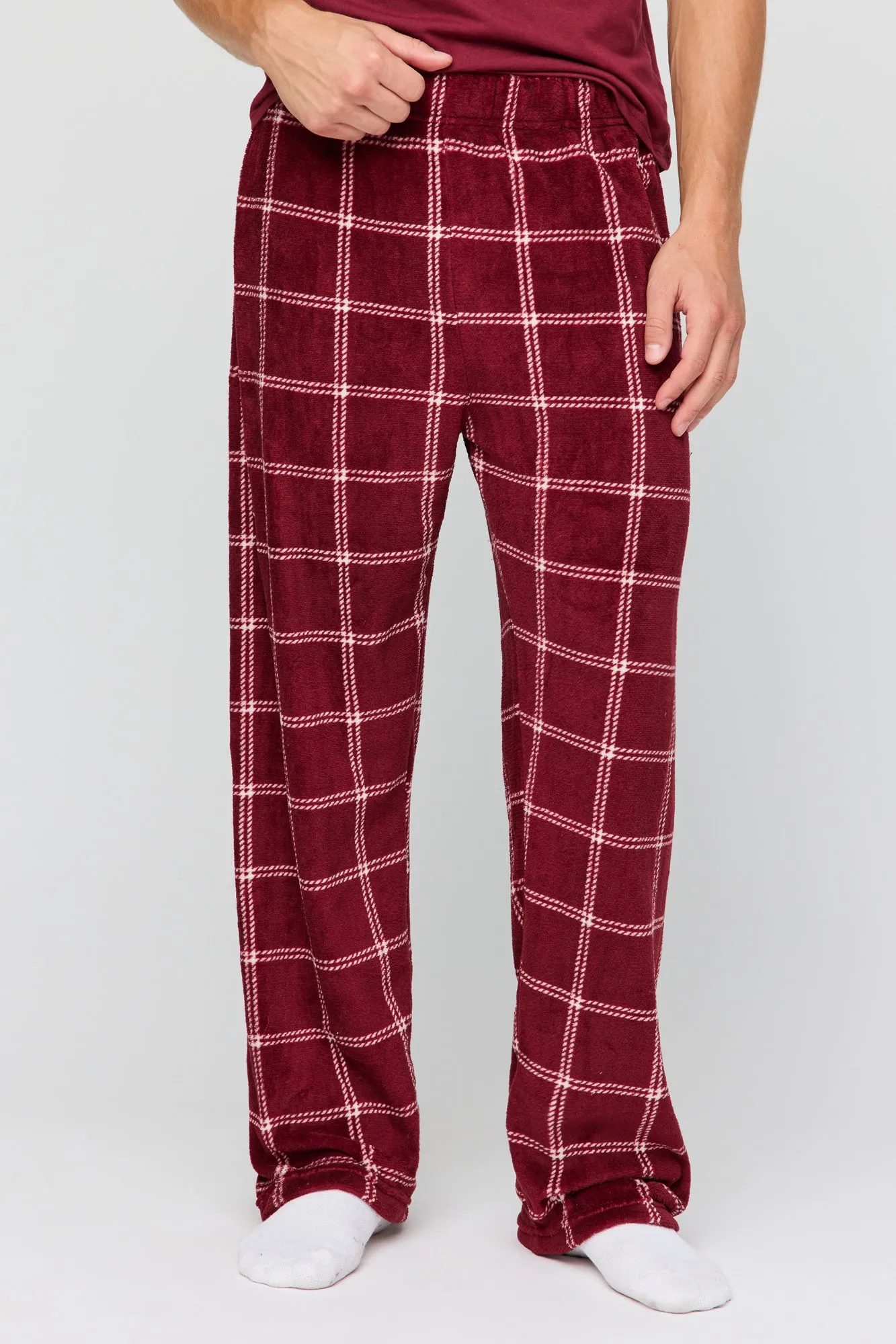 Graphic T-Shirt & Plush Plaid Pant Pajama Set sold by Urban Planet product image thumbnail 3