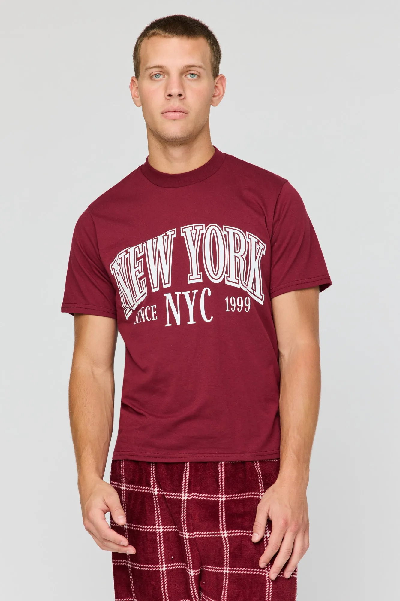 Graphic T-Shirt & Plush Plaid Pant Pajama Set sold by Urban Planet product image thumbnail 2