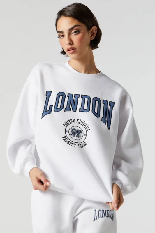 Chenille Embroidered London Fleece Sweatshirt sold by Urban Planet