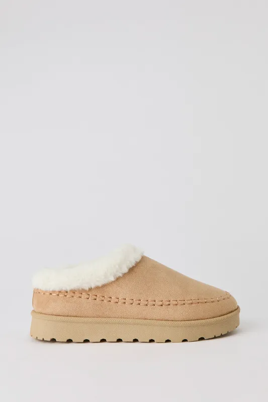 Faux Fur Collar Slipper Booties made by Stitches