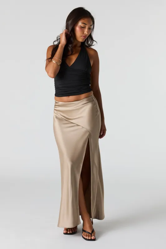 Satin Flowy Maxi Slit Skirt made by Urban Planet