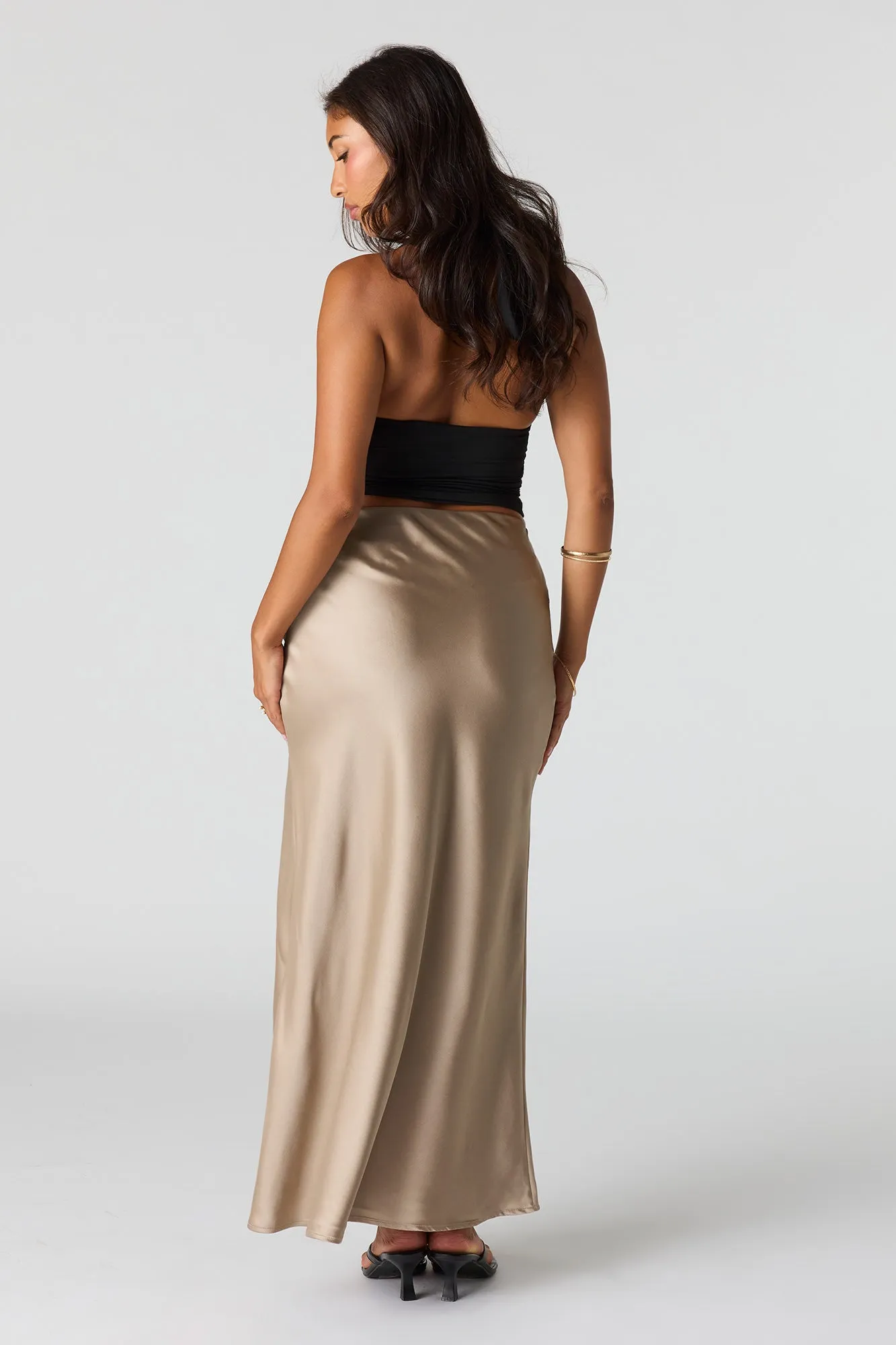 Satin Flowy Maxi Slit Skirt sold by Urban Planet product image thumbnail 3
