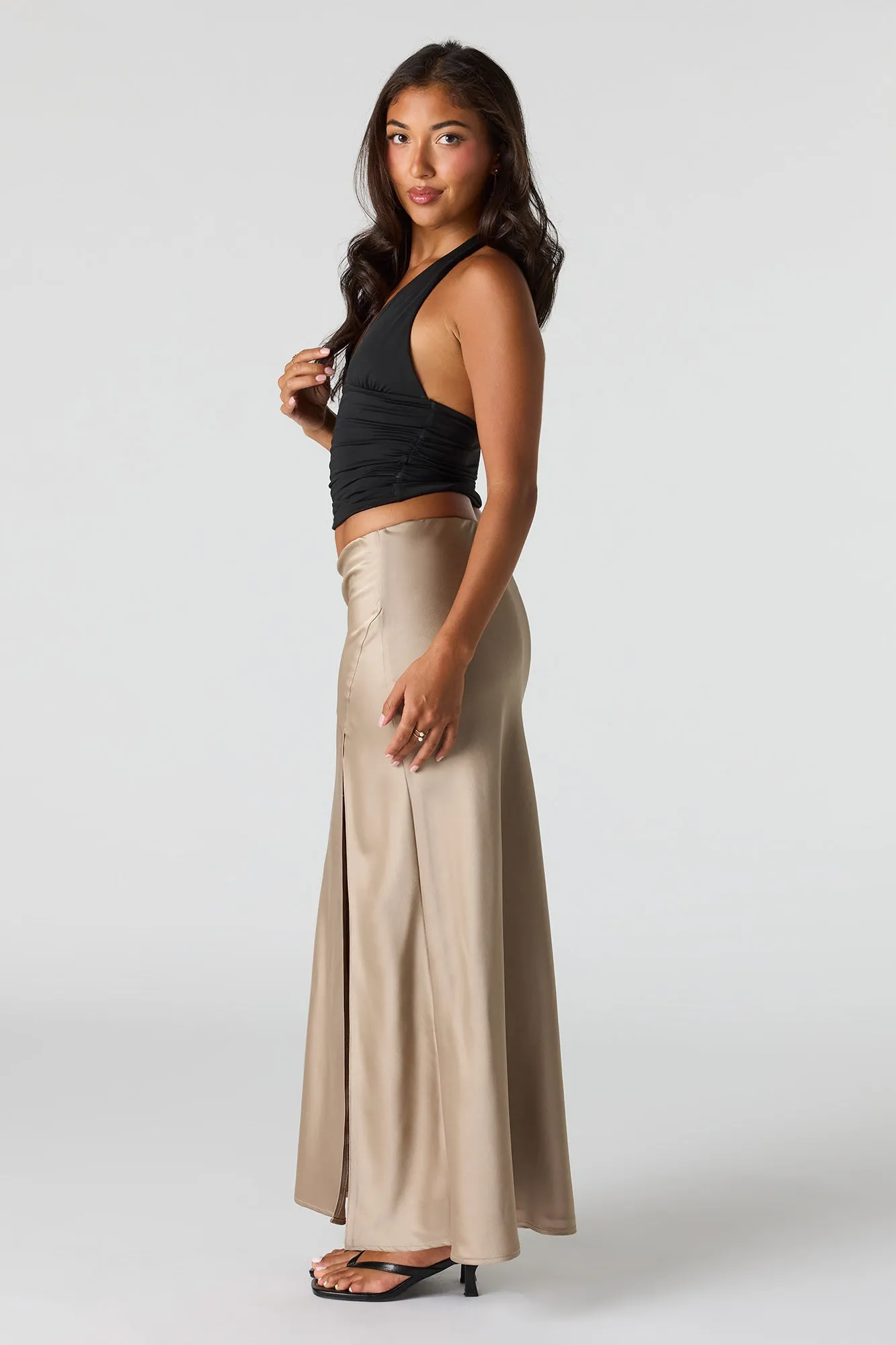 Satin Flowy Maxi Slit Skirt sold by Urban Planet product image thumbnail 2