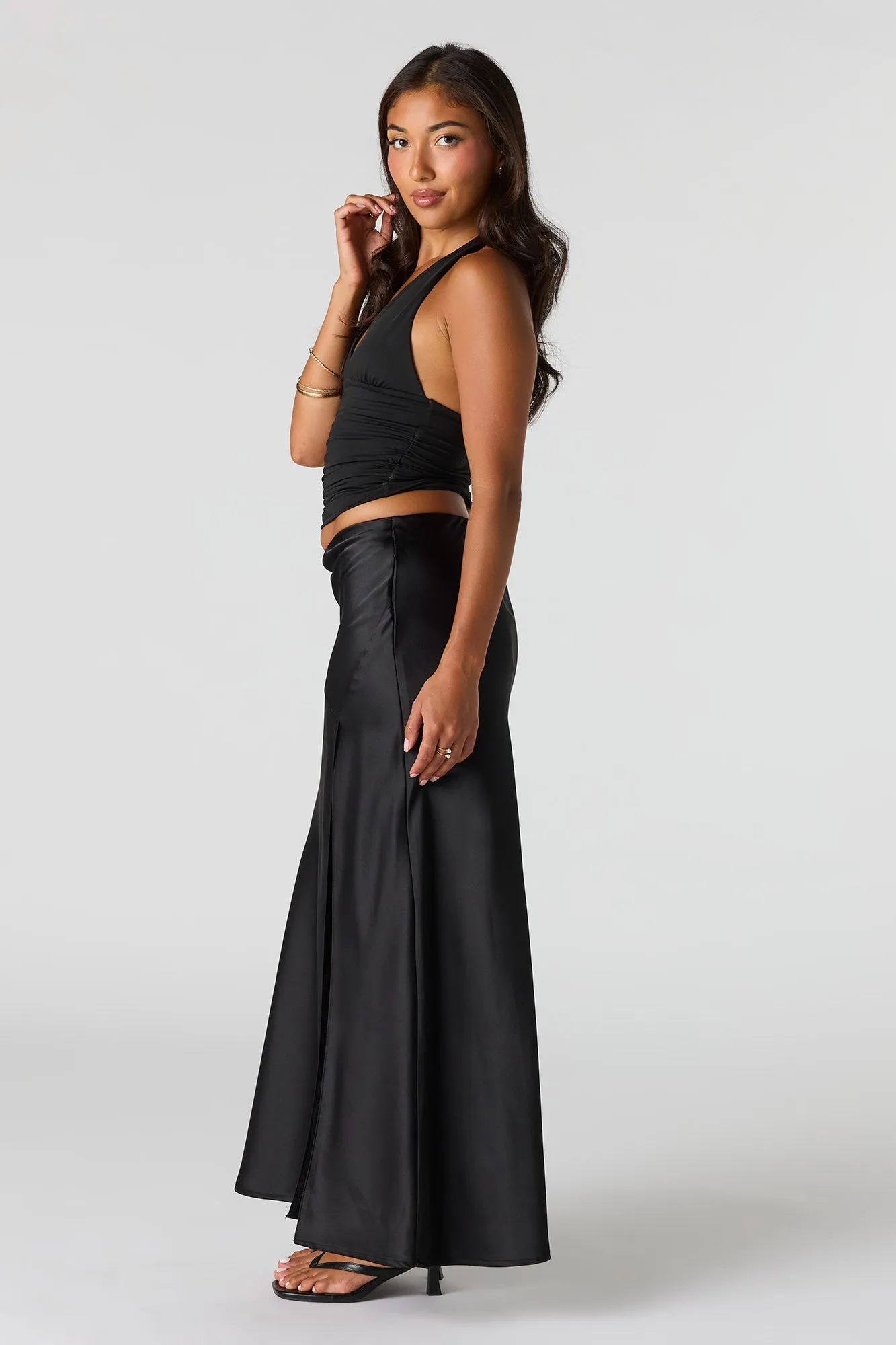 Satin Flowy Maxi Slit Skirt sold by Urban Planet product image thumbnail 5