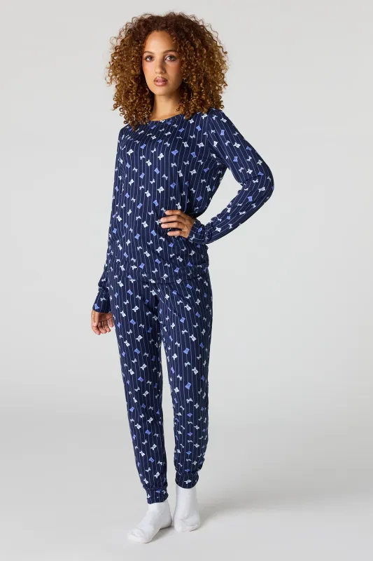 Printed Long Sleeve Top & Pant Pajama Set made by Urban Planet