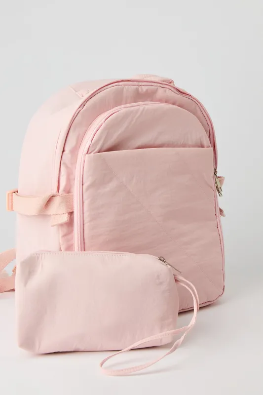 Quilted Backpack with Laptop Sleeve & Pencil Case made by Stitches