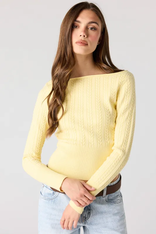 Boatneck Cable Knit Sweater made by Stitches