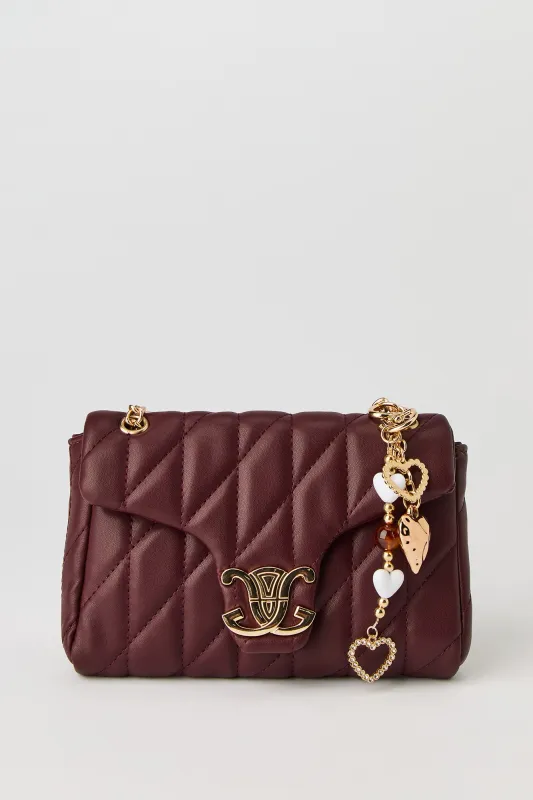 Quilted Crossbody Purse with Keychain made by Stitches