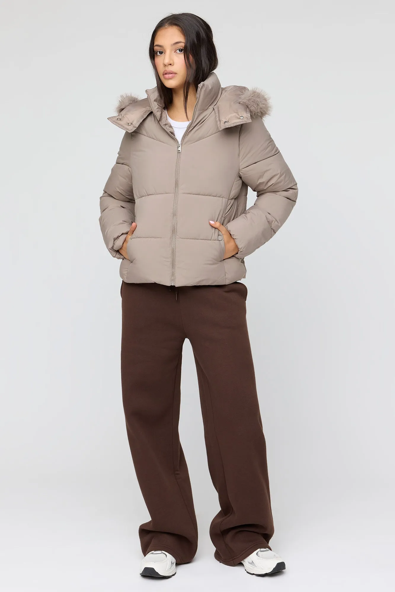 Faux Fur Hooded Puffer Jacket sold by Urban Planet product image thumbnail 3