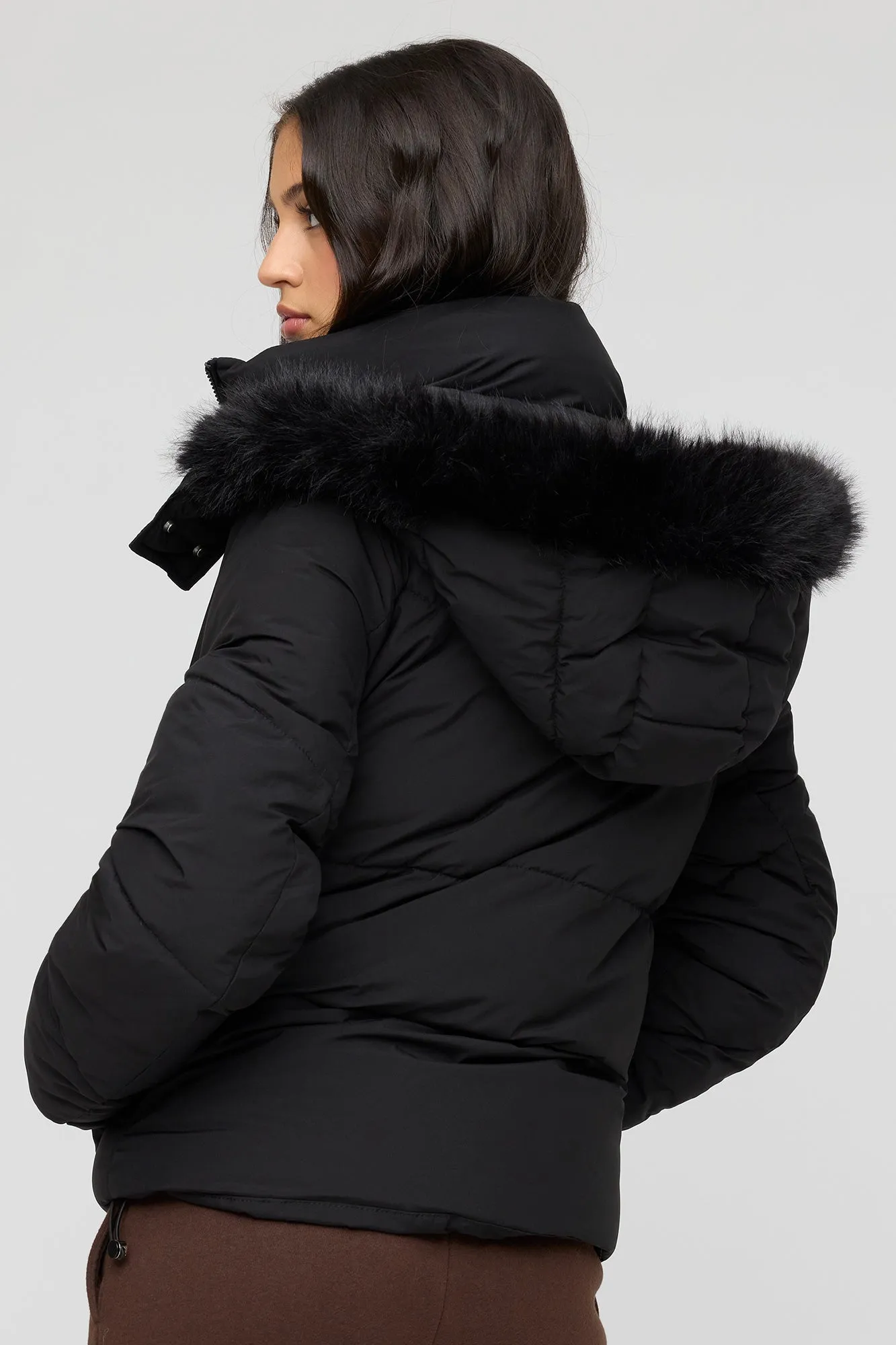 Faux Fur Hooded Puffer Jacket sold by Urban Planet product image thumbnail 5