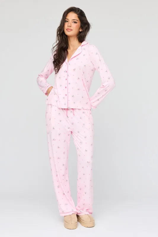 Long Sleeve Button-Up Top & Pant Pajama Set made by Urban Planet