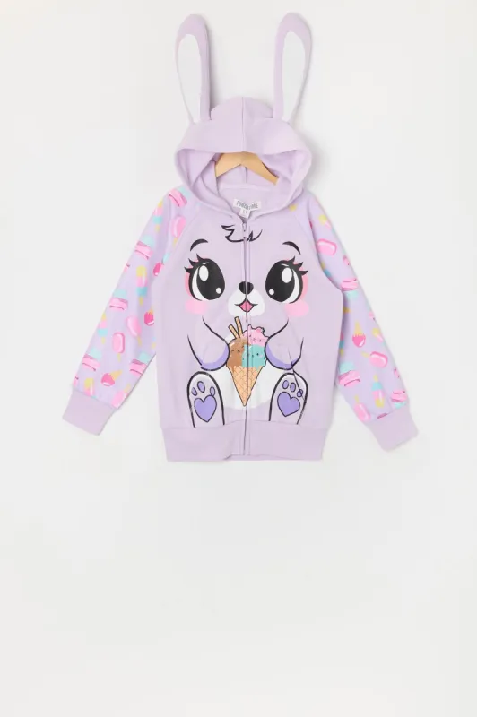 Girls Ice Cream Bunny Character Hoodie sold by Urban Planet