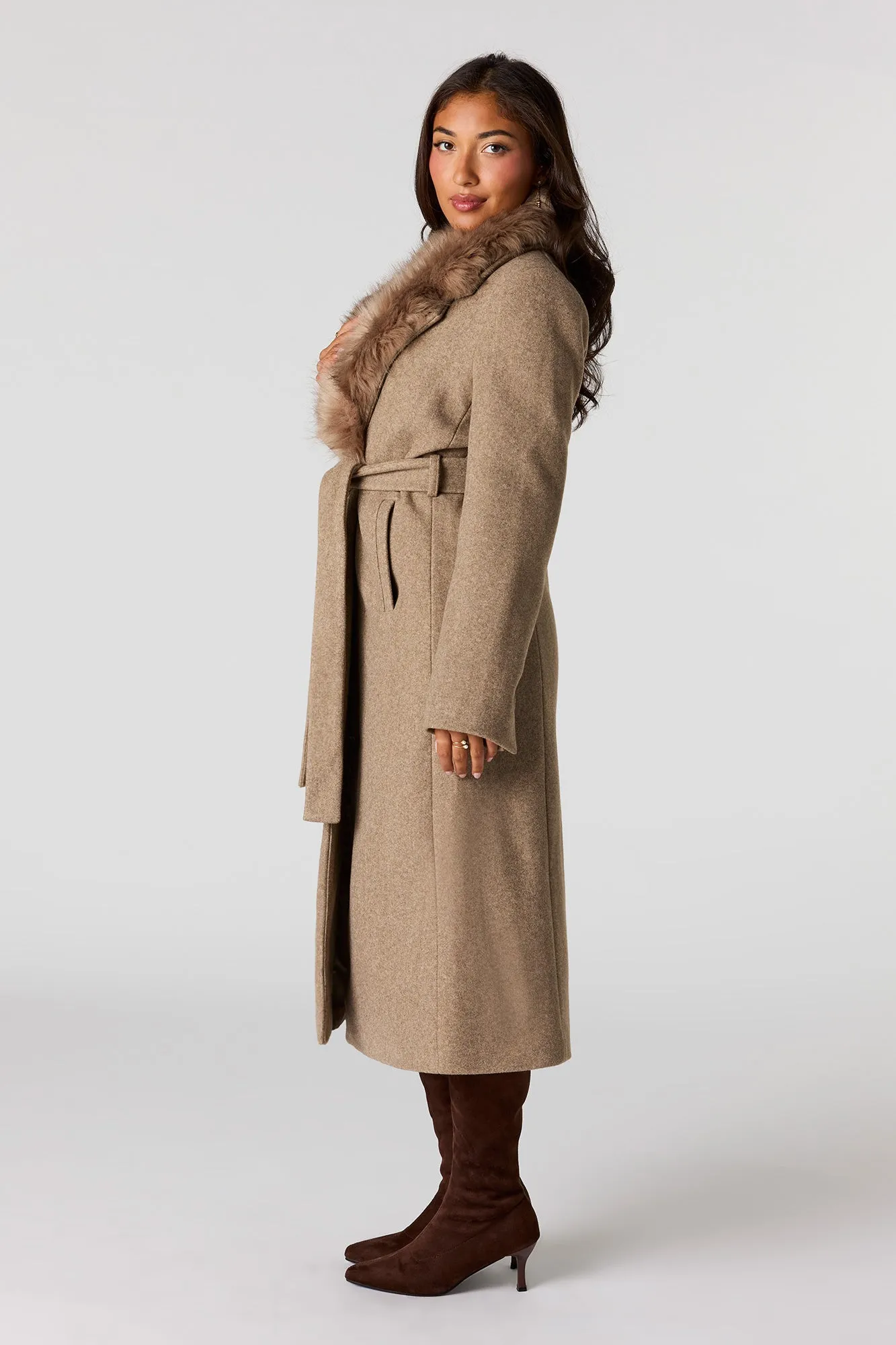 Faux-Fur Collared Coat sold by Urban Planet product image thumbnail 2