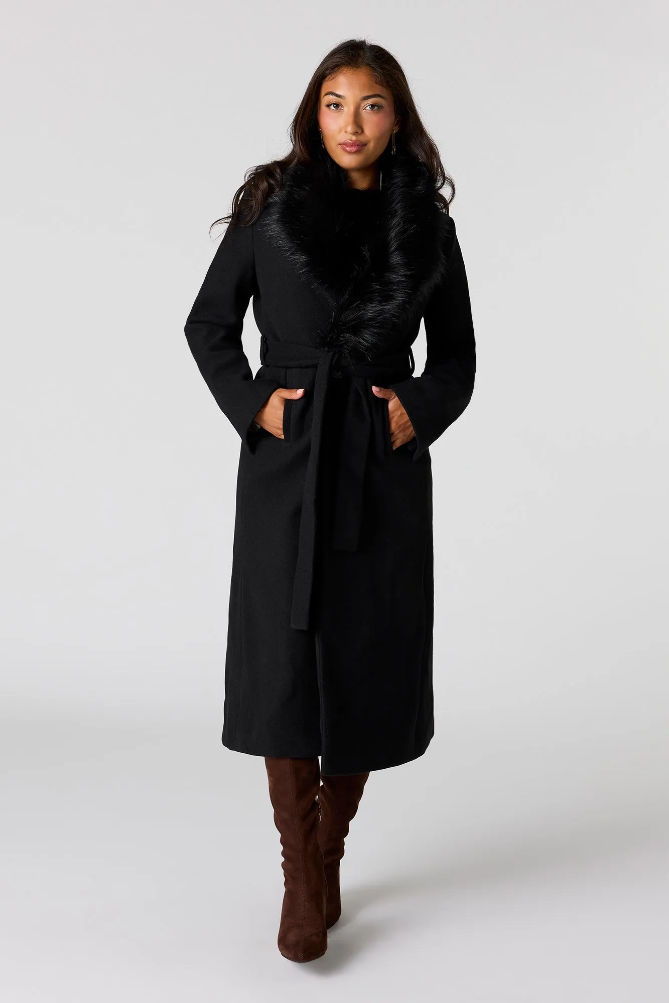 Faux-Fur Collared Coat sold by Urban Planet product image thumbnail 5