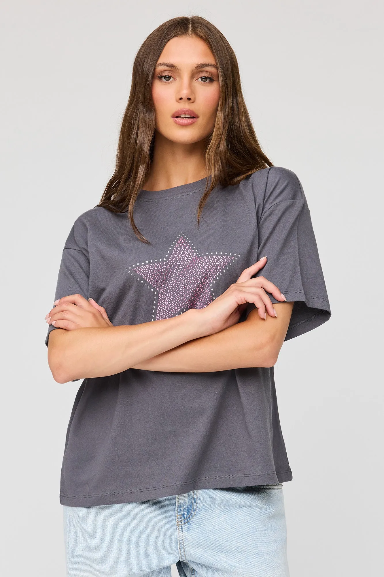 Rhinestone Boyfriend T-Shirt sold by Urban Planet product image thumbnail 4