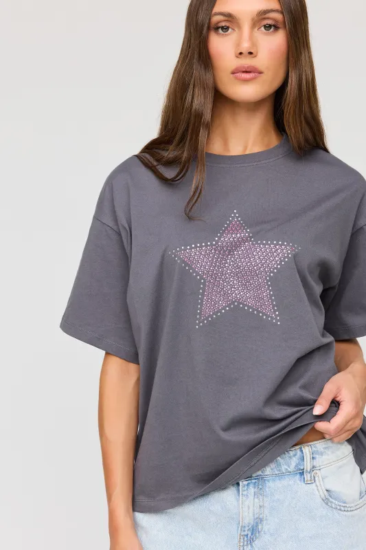 Rhinestone Boyfriend T-Shirt made by Stitches