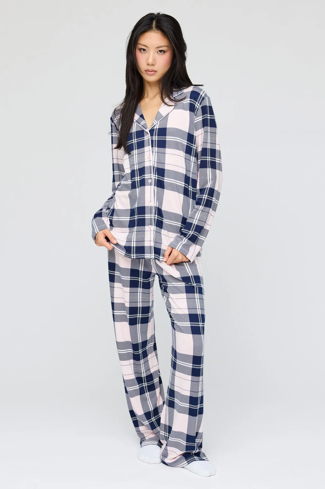 Button-Up Long Sleeve Top & Pant Pajama Set sold by Urban Planet