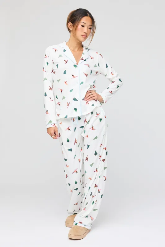 Flannel Button-Up Top & Pant Pajama Set made by Urban Planet