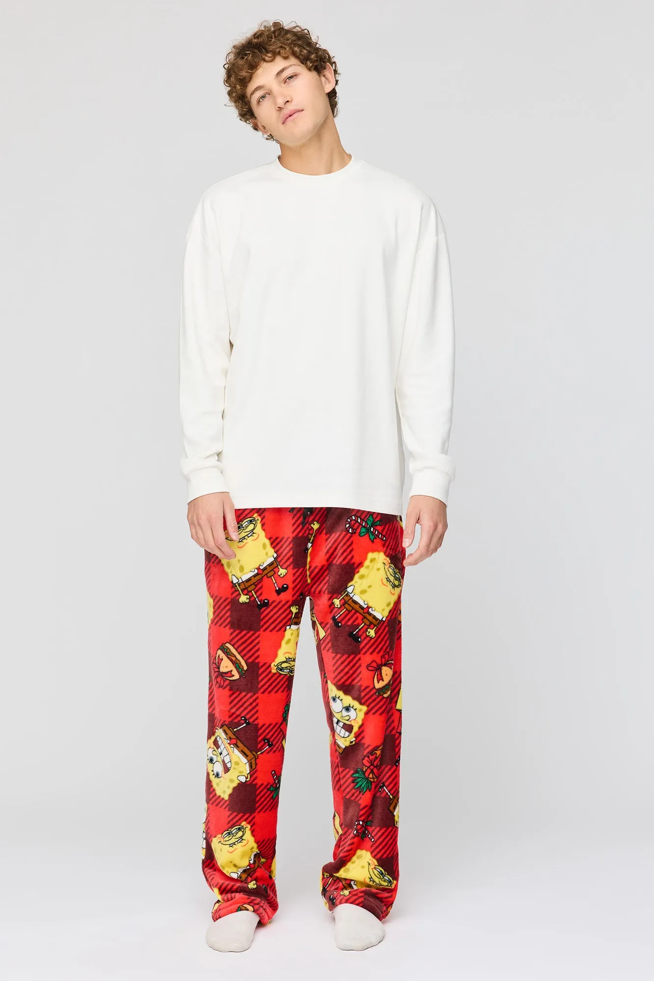 Cartoon Christmas Plush Pajama Pant sold by Urban Planet product image thumbnail 2