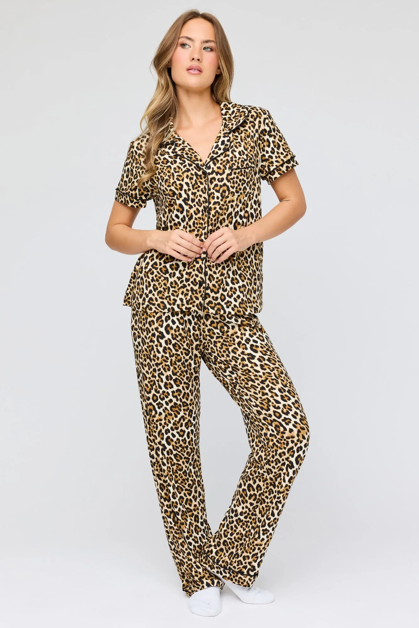 Soft Button-Up Top & Pant Pajama Set sold by Urban Planet product image thumbnail 5