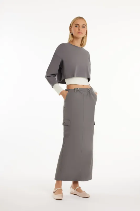 Toggle Drawstring Cargo Midi Skirt sold by Urban Planet