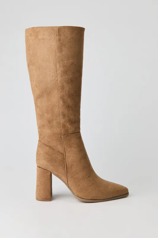 Pointed Toe Knee High Block Heel Boots made by Stitches
