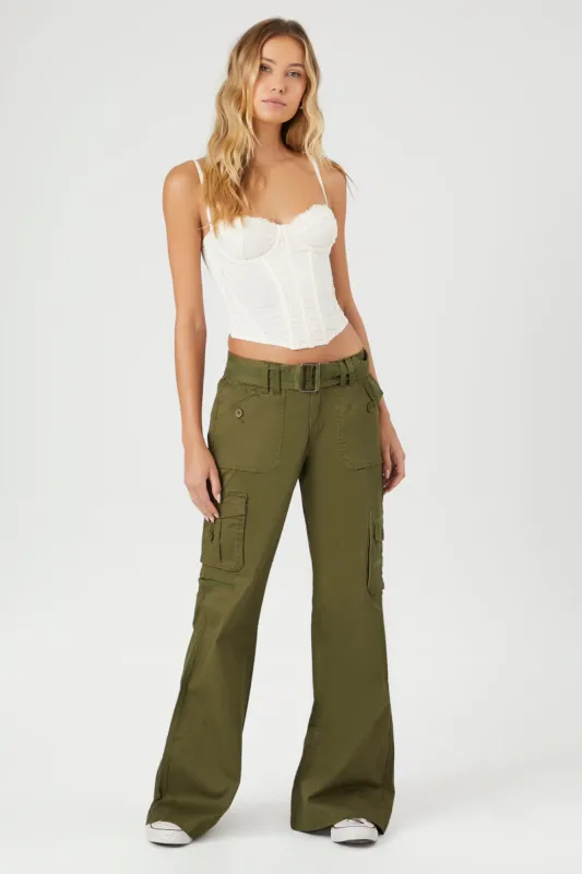 Twill Low Rise Cargo Flare Pant sold by Urban Planet