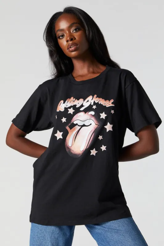 T-shirt de coupe garçonne à imprimé Rolling Stones sold by Urban Planet