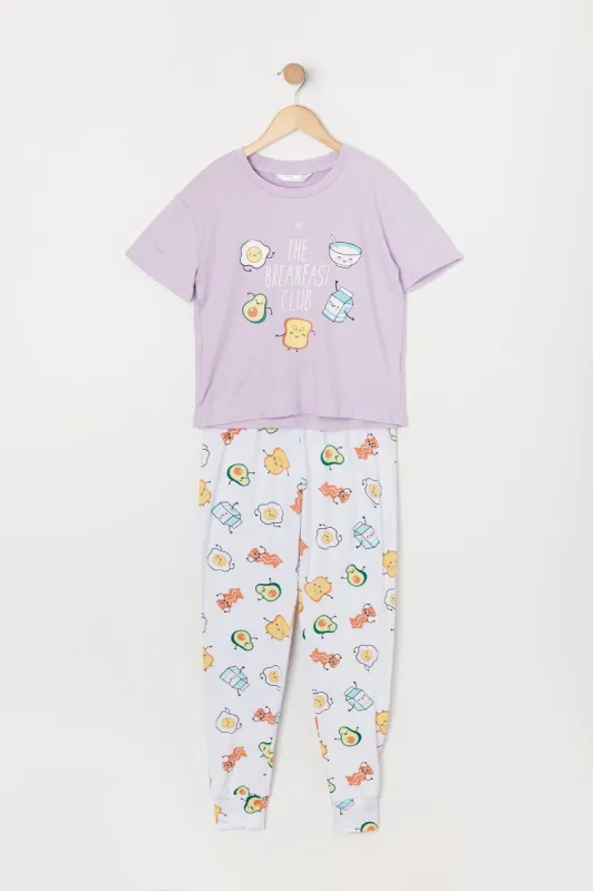 Girls Breakfast Club Graphic 2 Piece Pajama Set sold by Urban Planet