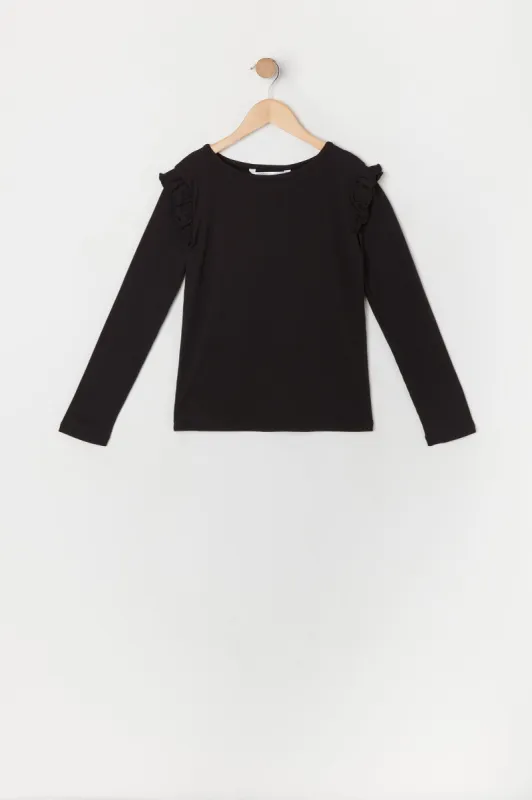 Haut volanté côtelé à manches longues pour fille sold by Urban Planet