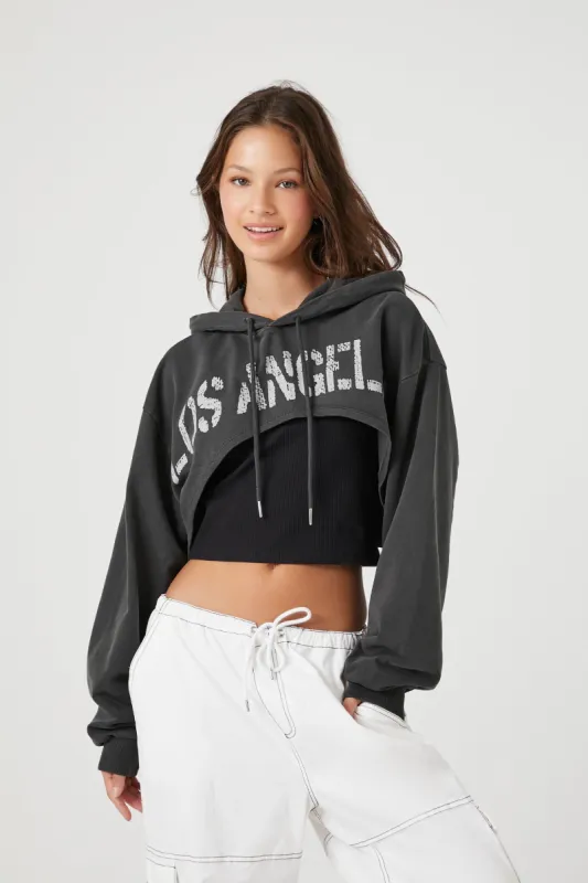Los Angeles Graphic Cropped Hoodie sold by Urban Planet