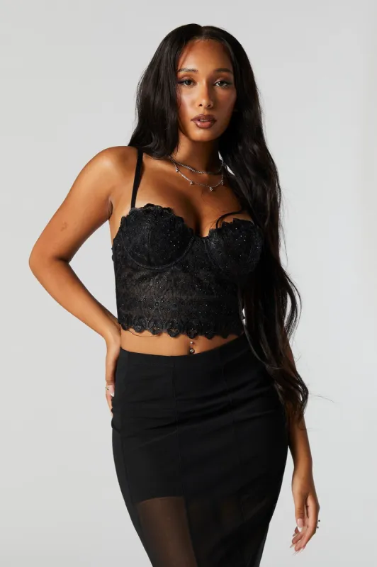 Sequin Lace Bustier Top sold by Urban Planet