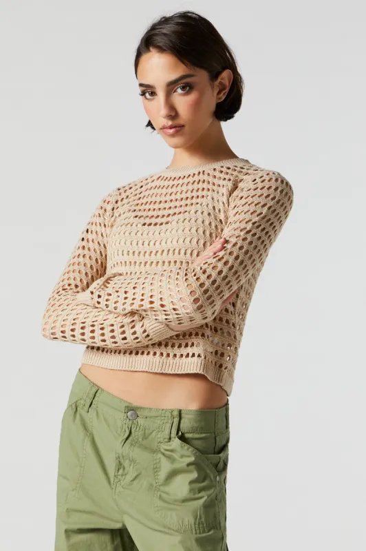 Haut en tricot ajouré à manches longues sold by Urban Planet