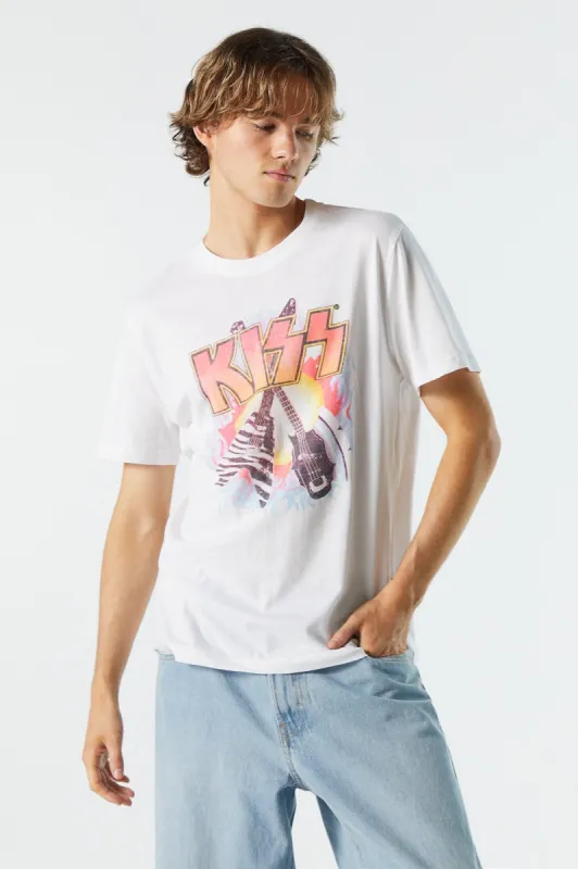 T-shirt blanc à imprimé KISS sold by Urban Planet