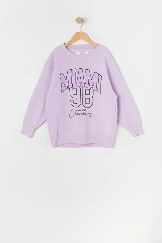 Girls Fleece Oversized Miami Graphic Sweatshirt sold by Urban Planet