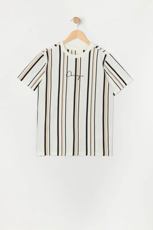Boys Chicago Embroidered Striped T-Shirt sold by Urban Planet