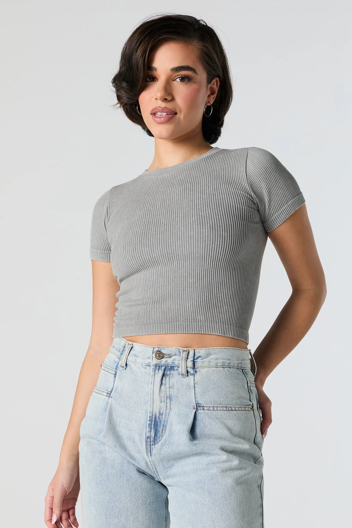 Ribbed High Neck T-Shirt sold by Urban Planet product image thumbnail 5