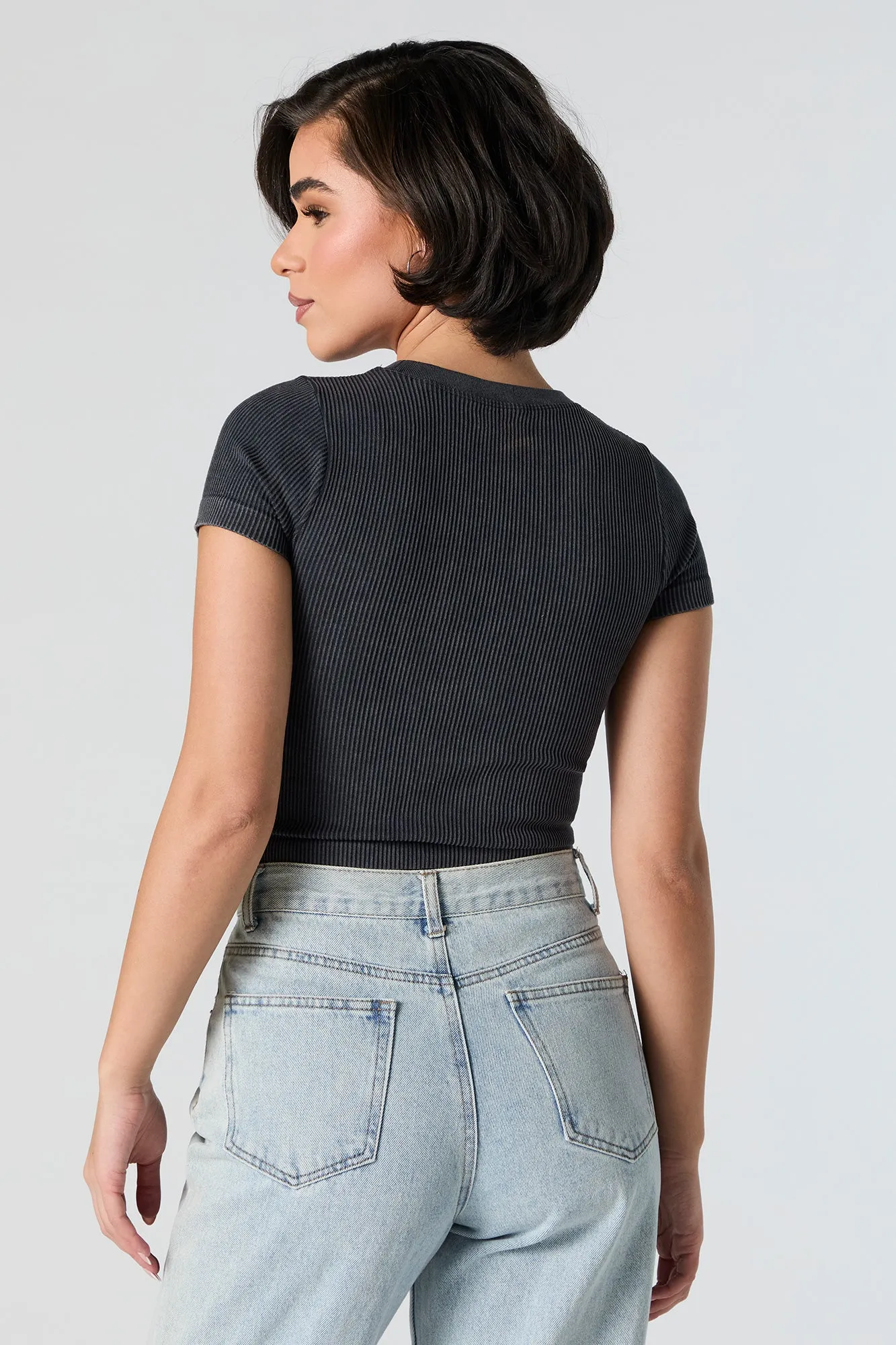 Ribbed High Neck T-Shirt sold by Urban Planet product image thumbnail 2