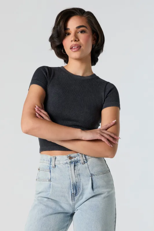Ribbed High Neck T-Shirt sold by Urban Planet