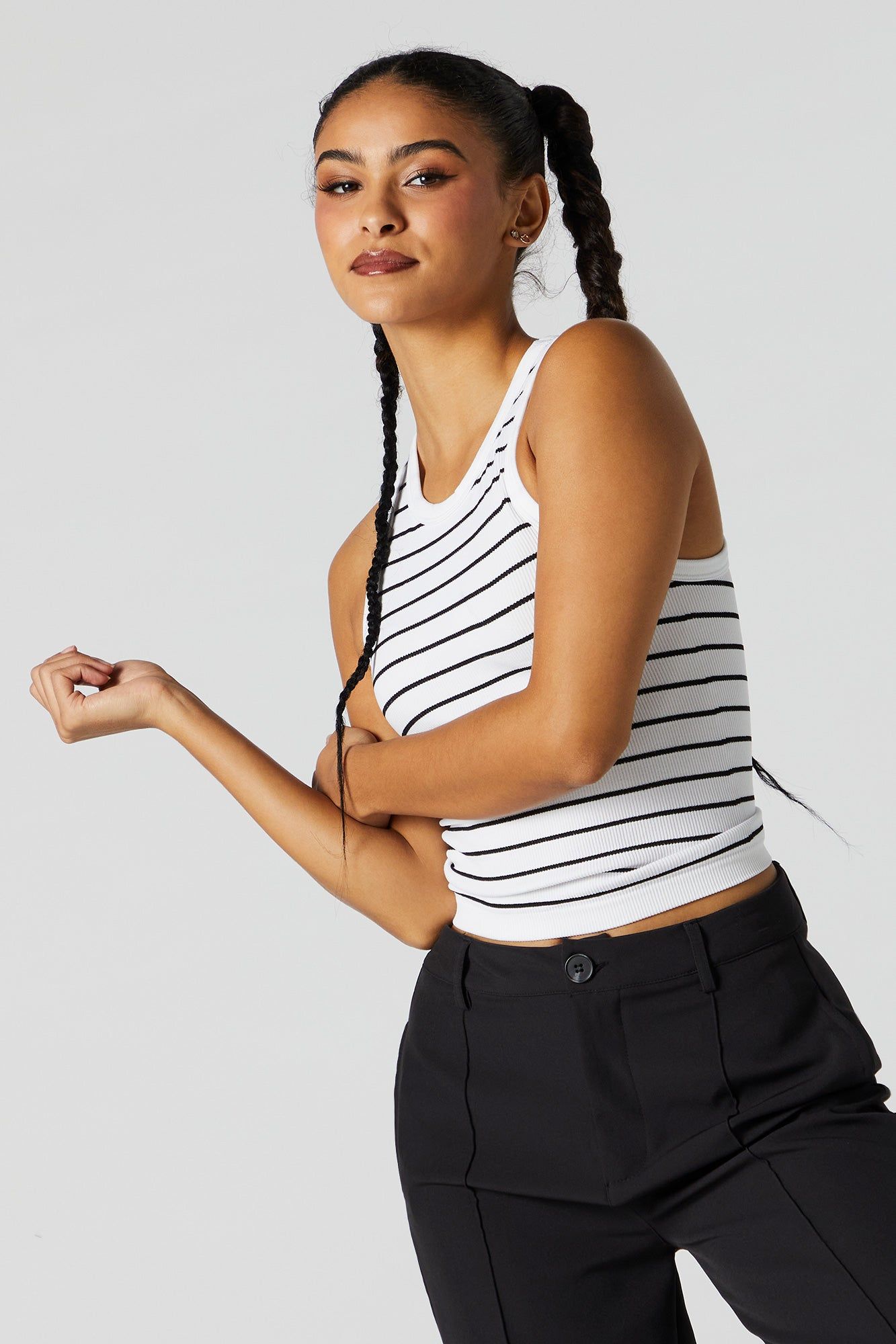 Seamless Striped Ribbed Tank sold by Urban Planet