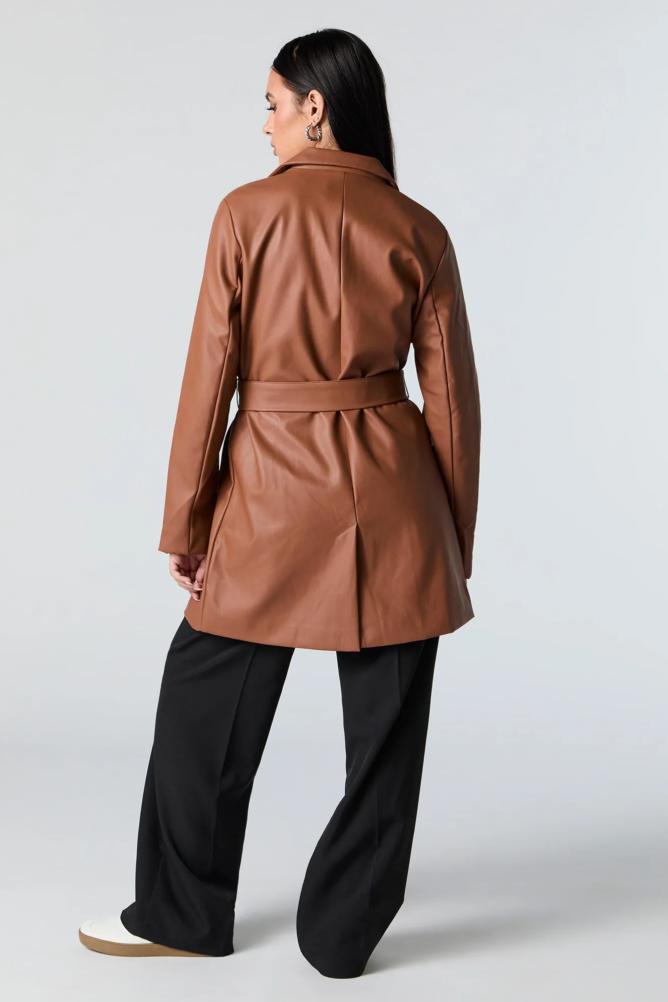 Faux Leather Trench Coat sold by Urban Planet product image thumbnail 3