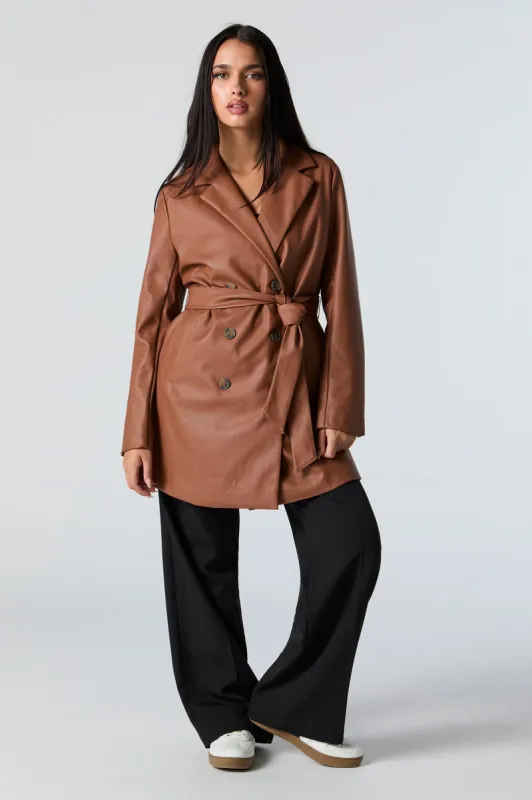 Faux Leather Trench Coat sold by Urban Planet